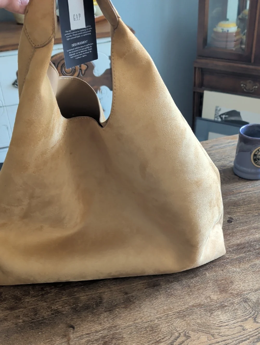 GAP Tan Suede-Look Shoulder Hobo Bag - Picture 6 of 7